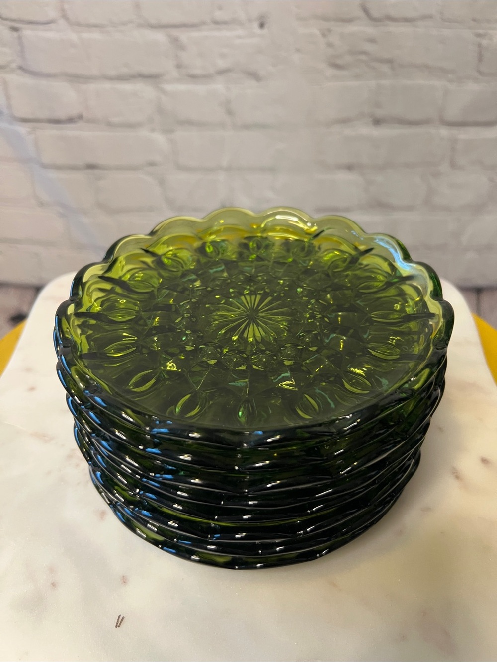 Vintage Anchor Hocking Fairfield Avocado Green 6.5” Dessert Plates Set of 8